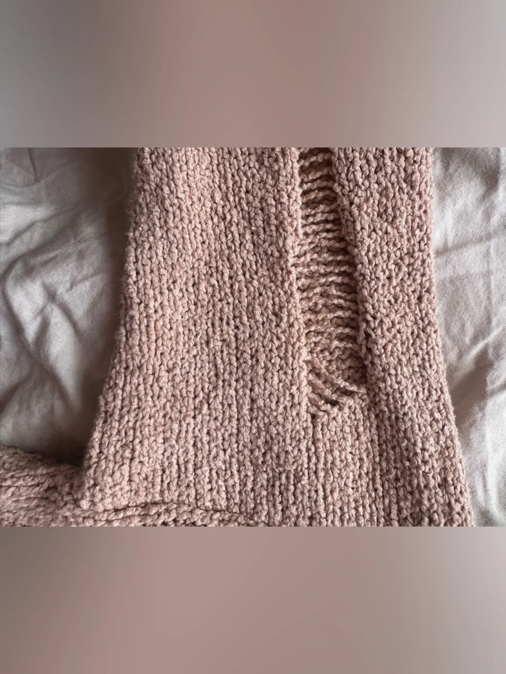 Zara Distressed Knit Sweater Pink Oversized V Neck Size S - Picture 4 of 12